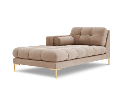 Bali Chaise Longue, 102x185 cm — Beige / Gold Metal / Left