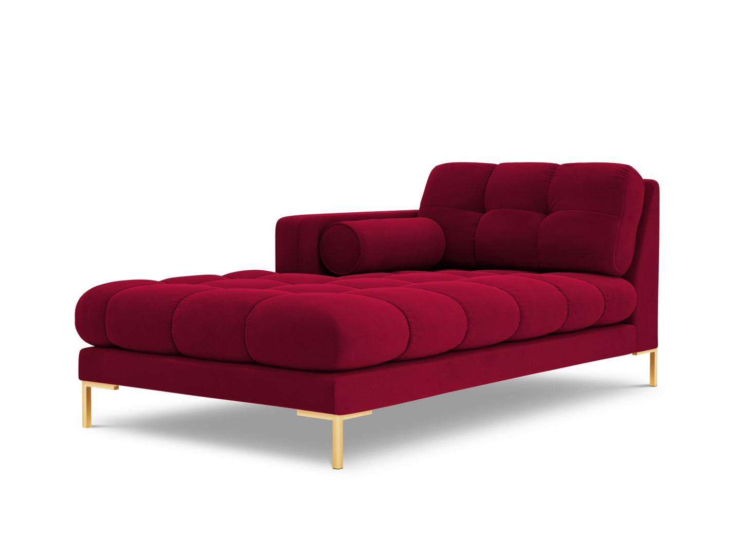 Bali Chaise Longue, 102x185 cm — Red / Gold Metal / Left