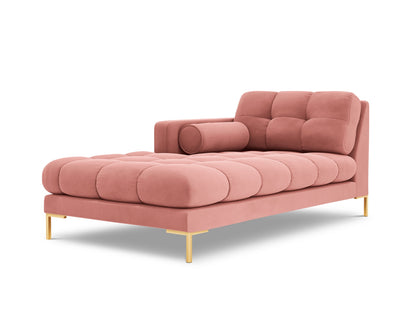 Bali Chaise Longue, 102x185 cm — Pink / Gold Metal / Left