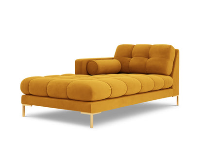Bali Chaise Longue, 102x185 cm — Yellow / Gold Metal / Left
