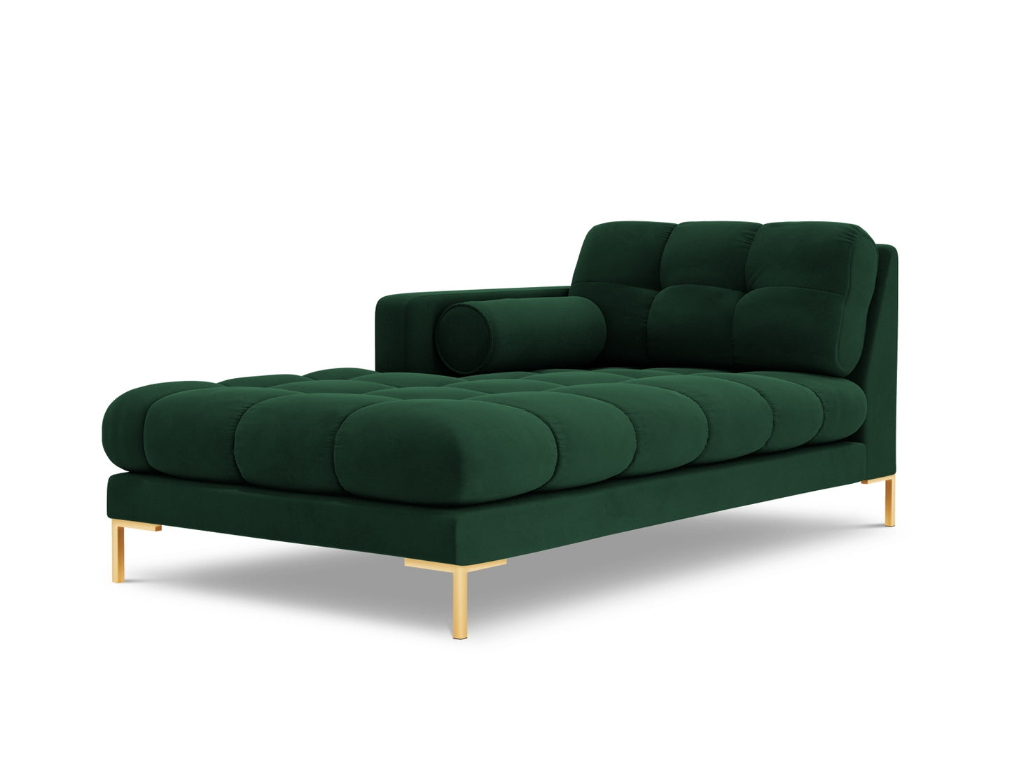 Bali Chaise Longue, 102x185 cm — Bottle Green / Gold Metal / Left