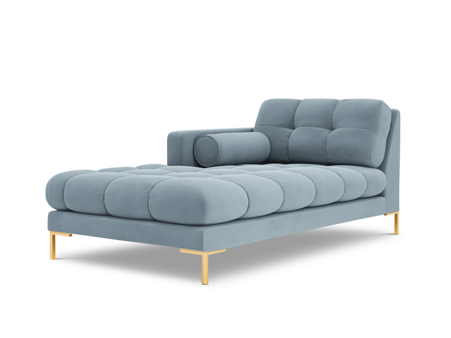 Bali Chaise Longue, 102x185 cm — Light Blue / Gold Metal / Left