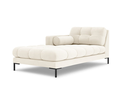 Bali Chaise Longue, 102x185 cm — Light Beige / Black Metal / Left
