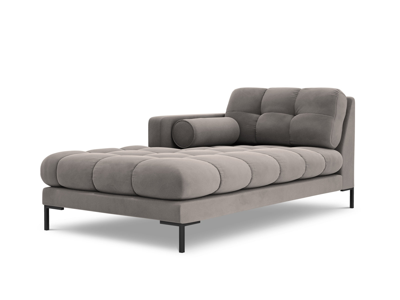 Bali Chaise Longue, 102x185 cm — Light Grey / Black Metal / Left