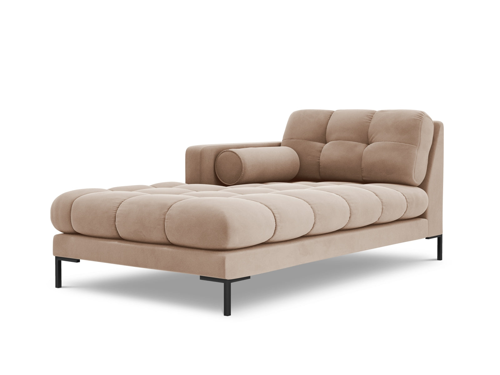 Bali Chaise Longue, 102x185 cm — Beige / Black Metal / Left