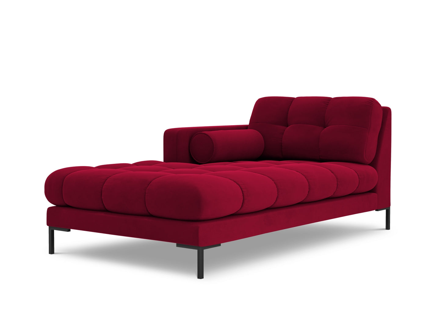 Bali Chaise Longue, 102x185 cm — Red / Black Metal / Left