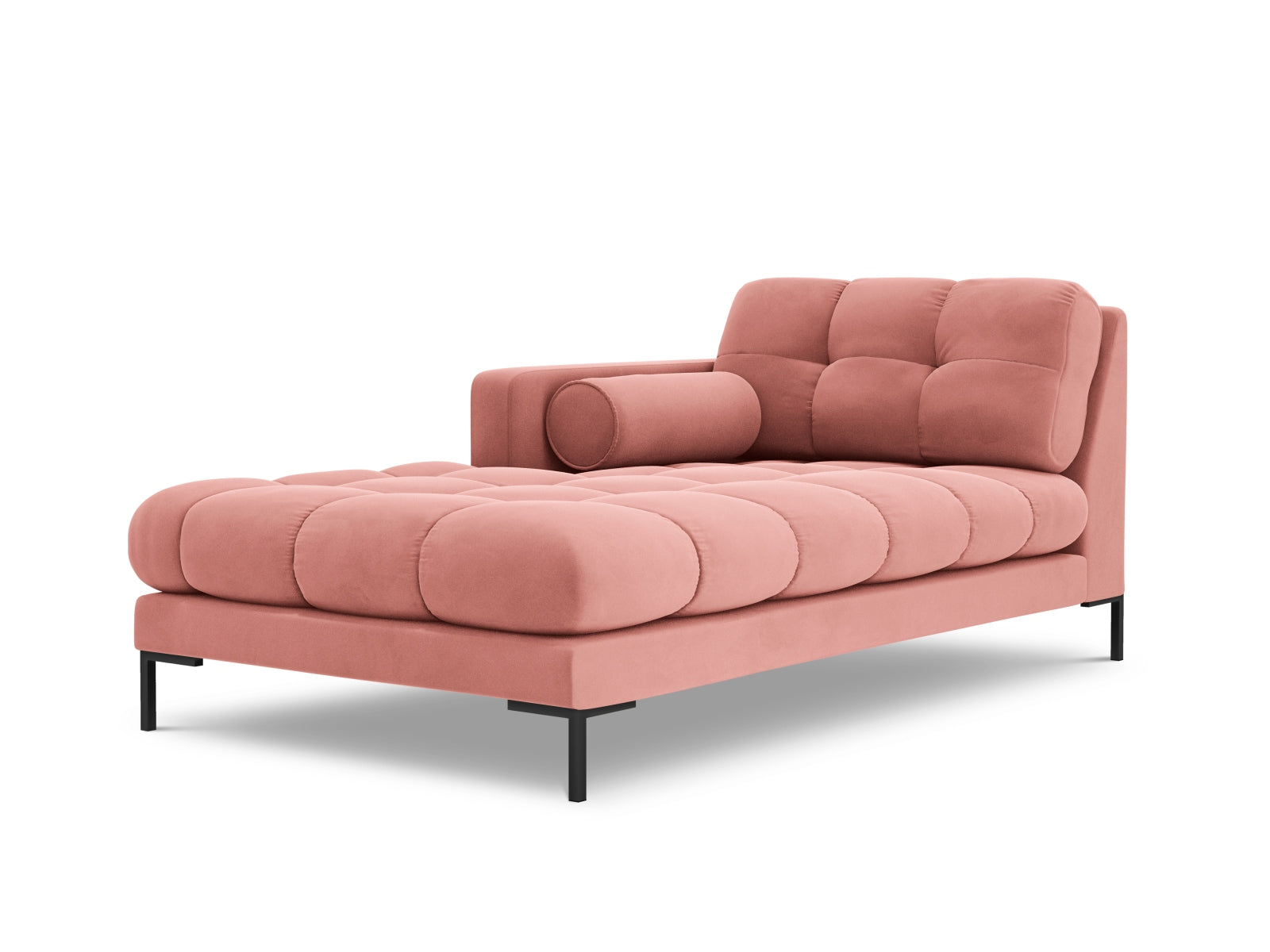 Bali Chaise Longue, 102x185 cm — Pink / Black Metal / Left