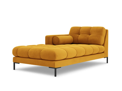 Bali Chaise Longue, 102x185 cm — Yellow / Black Metal / Left