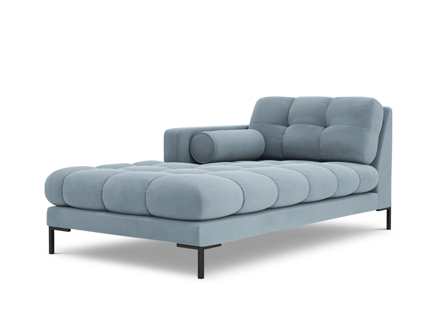 Bali Chaise Longue, 102x185 cm — Light Blue / Black Metal / Left