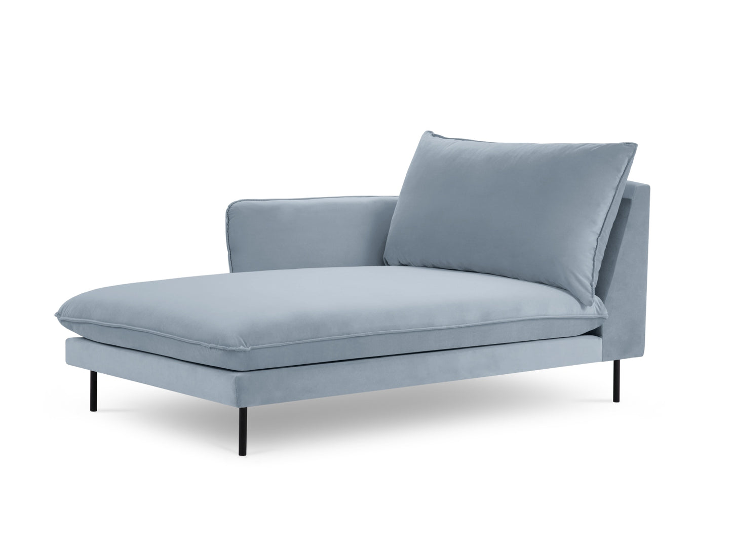 Vienna Chaise Longue, 110x170 cm — Light Blue / Black Metal / Left