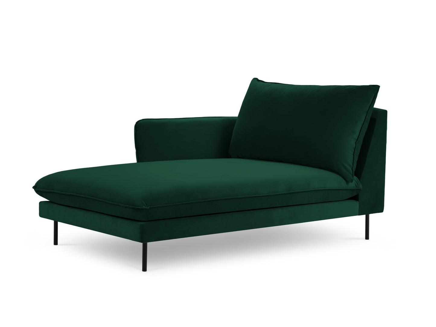 Vienna Chaise Longue, 110x170 cm — Bottle Green / Black Metal / Left
