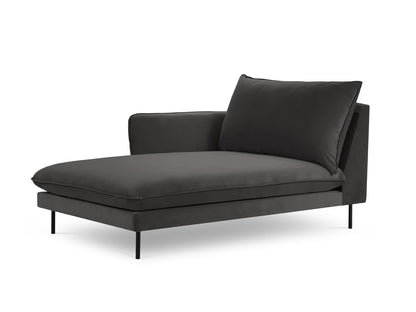 Vienna Chaise Longue, 110x170 cm — Dark Grey / Black Metal / Left
