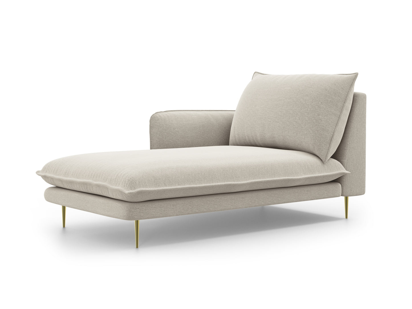 Vienna Chaise Longue, 110x170 cm — Light Beige / Gold Metal / Left