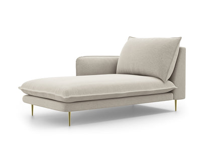 Vienna Chaise Longue, 110x170 cm — Light Beige / Gold Metal / Left