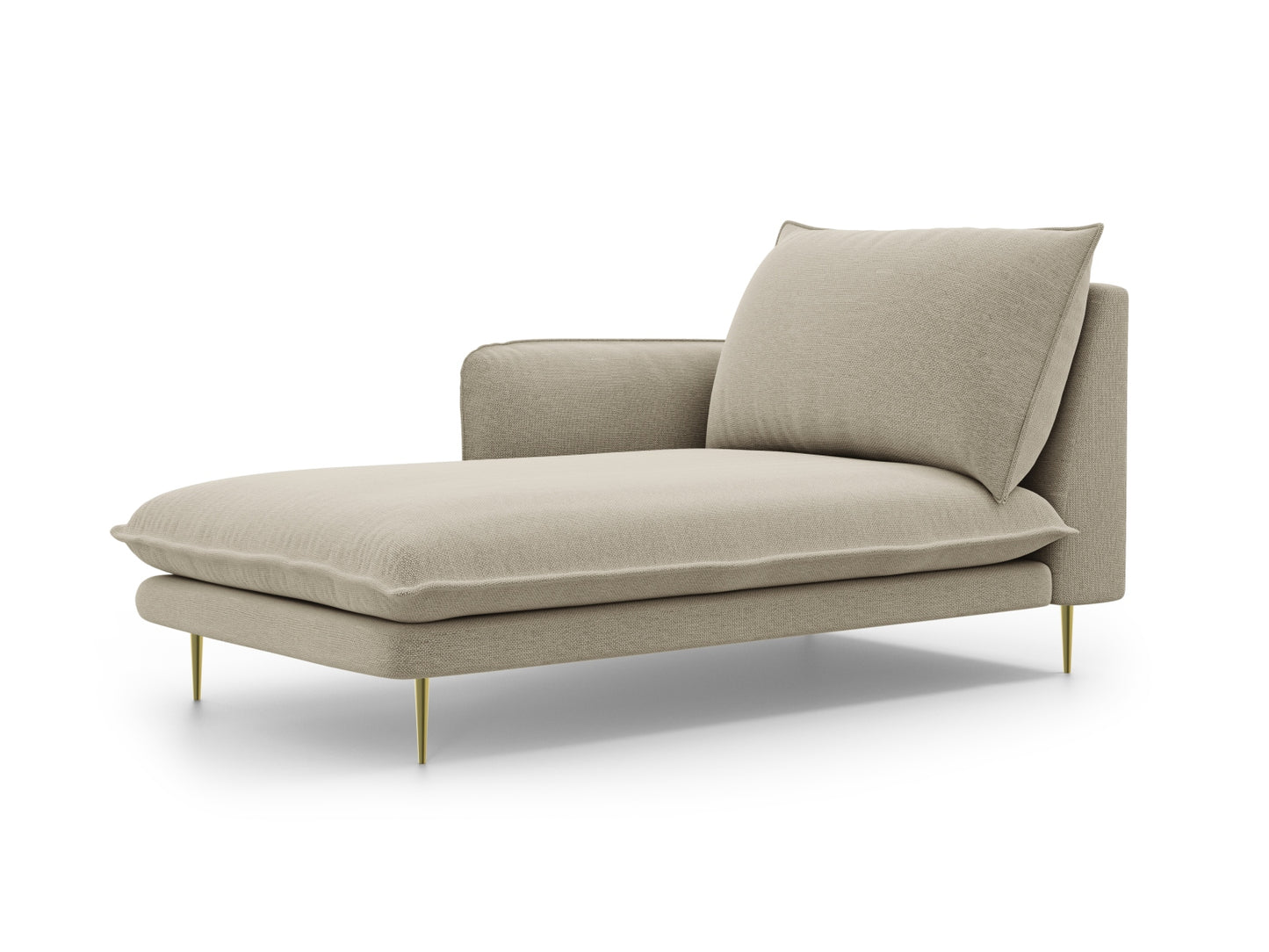 Vienna Chaise Longue, 110x170 cm — Beige / Gold Metal / Left