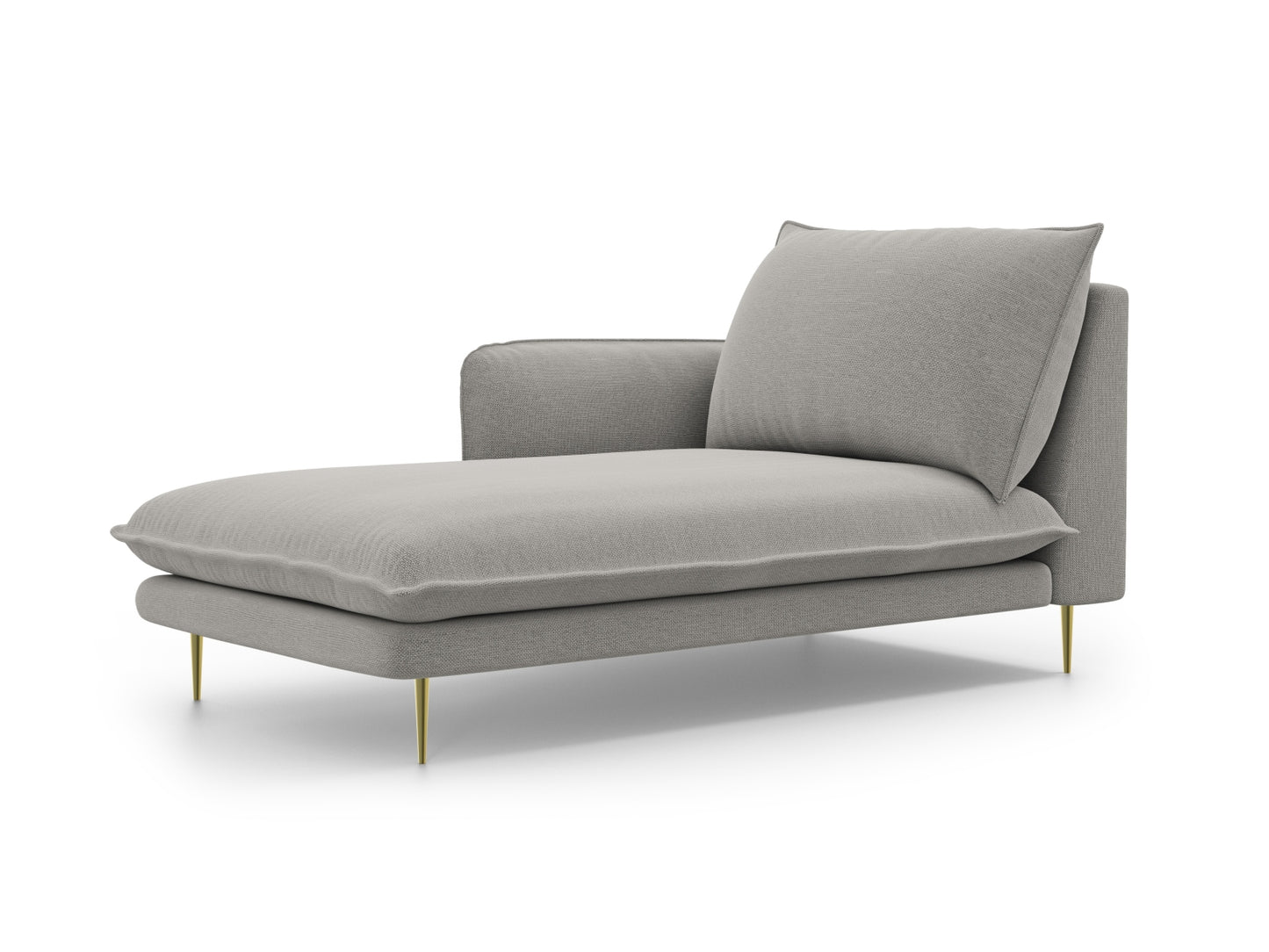 Vienna Chaise Longue, 110x170 cm — Light Grey / Gold Metal / Left