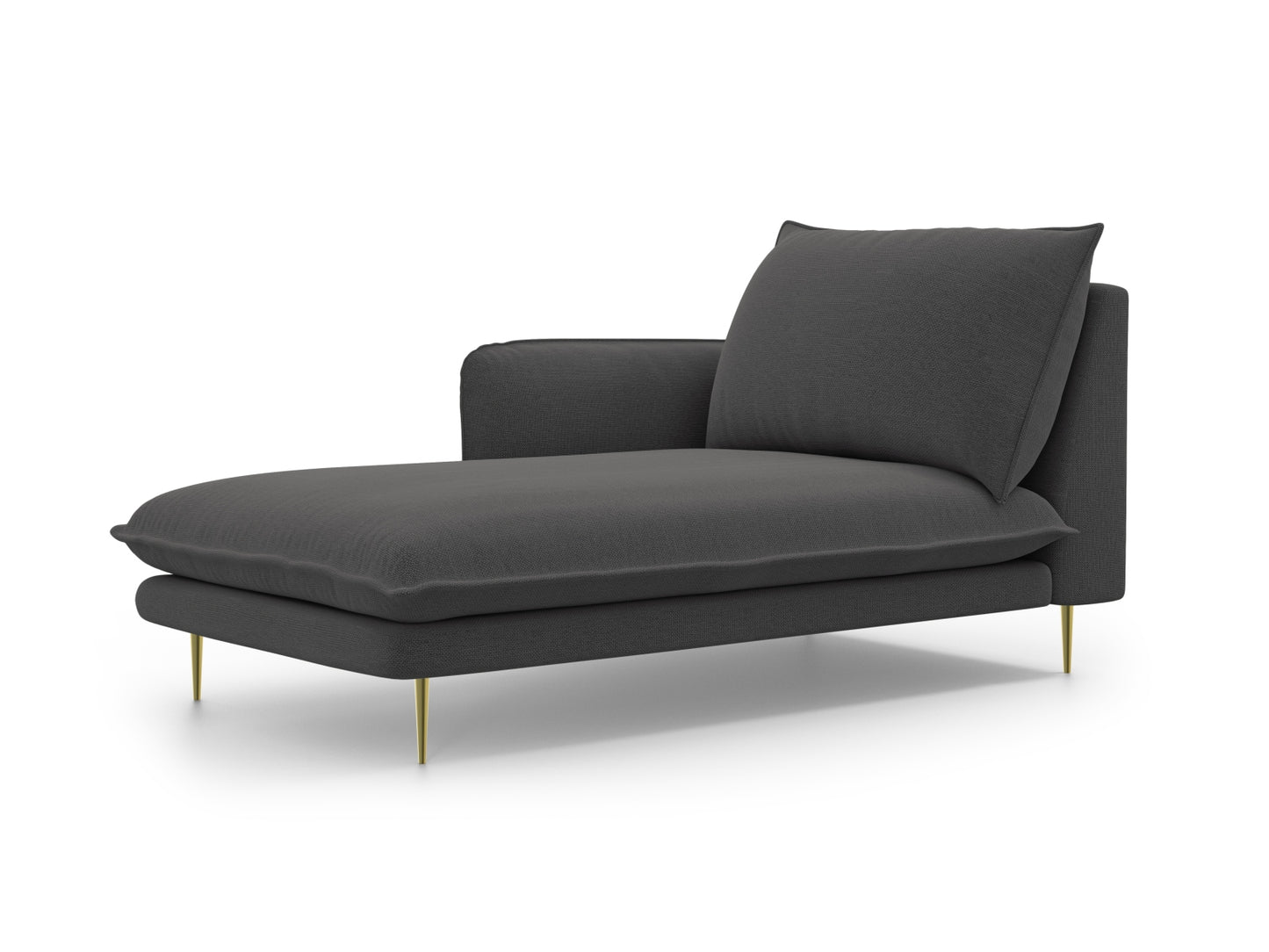 Vienna Chaise Longue, 110x170 cm — Dark Grey / Gold Metal / Left