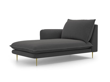 Vienna Chaise Longue, 110x170 cm — Dark Grey / Gold Metal / Left