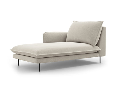 Vienna Chaise Longue, 110x170 cm — Light Beige / Black Metal / Left
