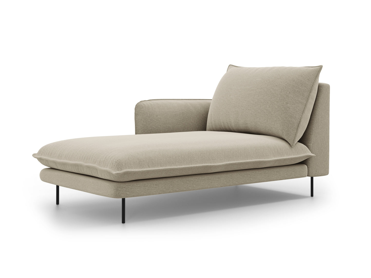 Vienna Chaise Longue, 110x170 cm — Beige / Black Metal / Left
