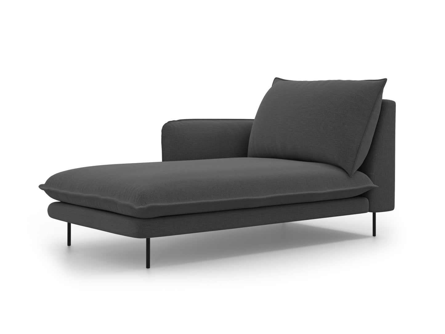 Vienna Chaise Longue, 110x170 cm — Dark Grey / Black Metal / Left