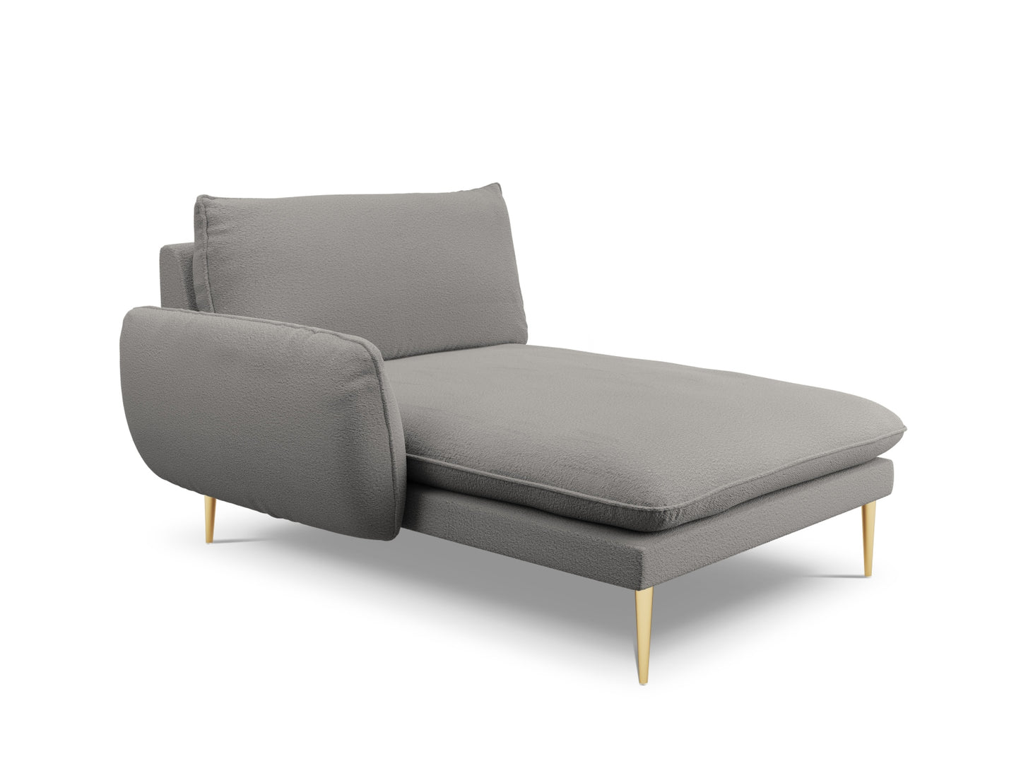 Vienna Chaise Longue, 110x170 cm — Grey / Gold Metal / Left