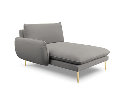 Vienna Chaise Longue, 110x170 cm — Grey / Gold Metal / Left