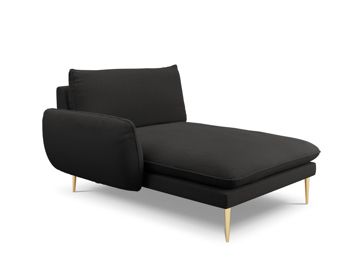 Vienna Chaise Longue, 110x170 cm — Black / Gold Metal / Left