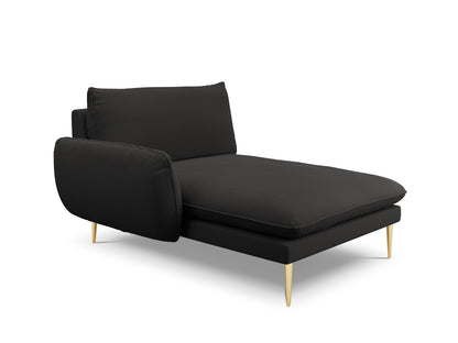 Vienna Chaise Longue, 110x170 cm — Black / Gold Metal / Left