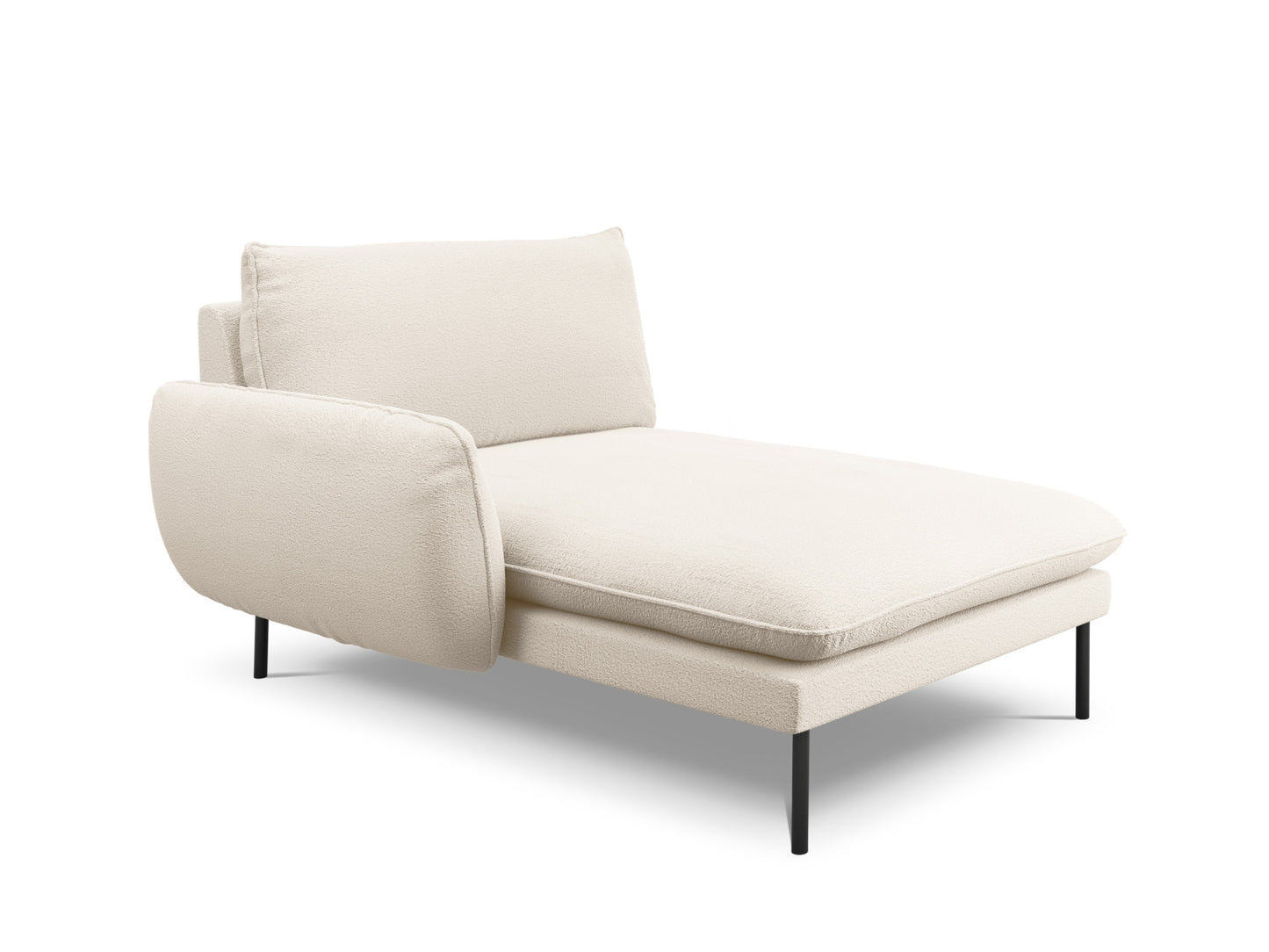 Vienna Chaise Longue, 110x170 cm — Beige / Black Metal / Left