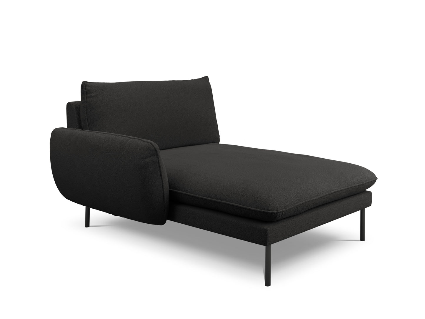 Vienna Chaise Longue, 110x170 cm — Black / Black Metal / Left