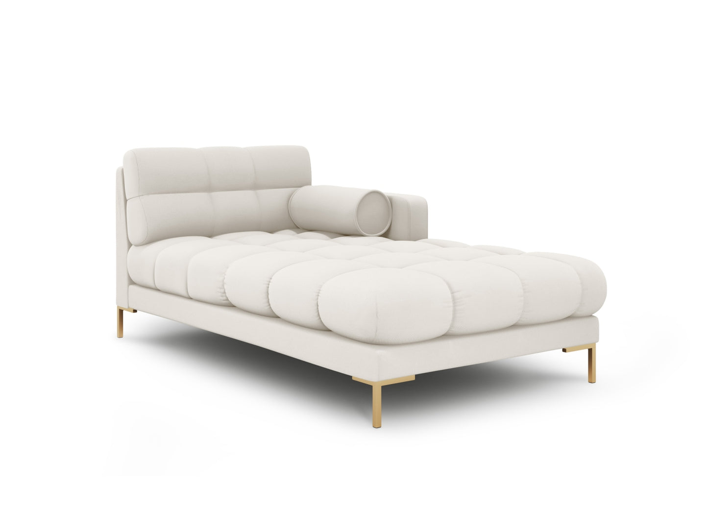 Bali Chaise Longue, 102x185 cm — Light Beige / Gold Metal / Right