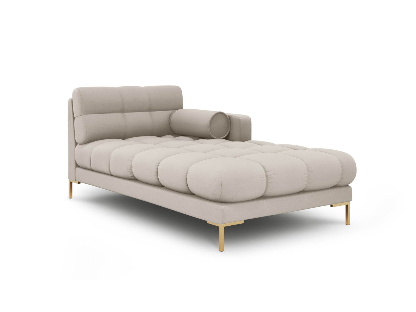 Bali Chaise Longue, 102x185 cm — Beige / Gold Metal / Right