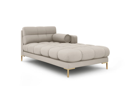 Bali Chaise Longue, 102x185 cm — Beige / Gold Metal / Right