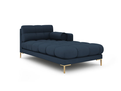 Bali Chaise Longue, 102x185 cm — Blue / Gold Metal / Right