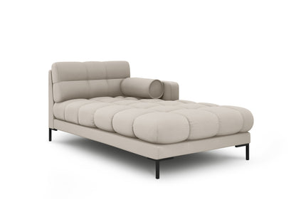 Bali Chaise Longue, 102x185 cm — Beige / Black Metal / Right