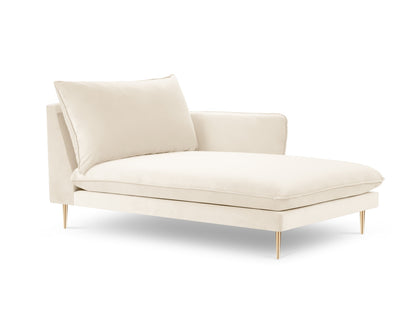 Vienna Chaise Longue, 110x170 cm — Light Beige / Gold Metal / Right