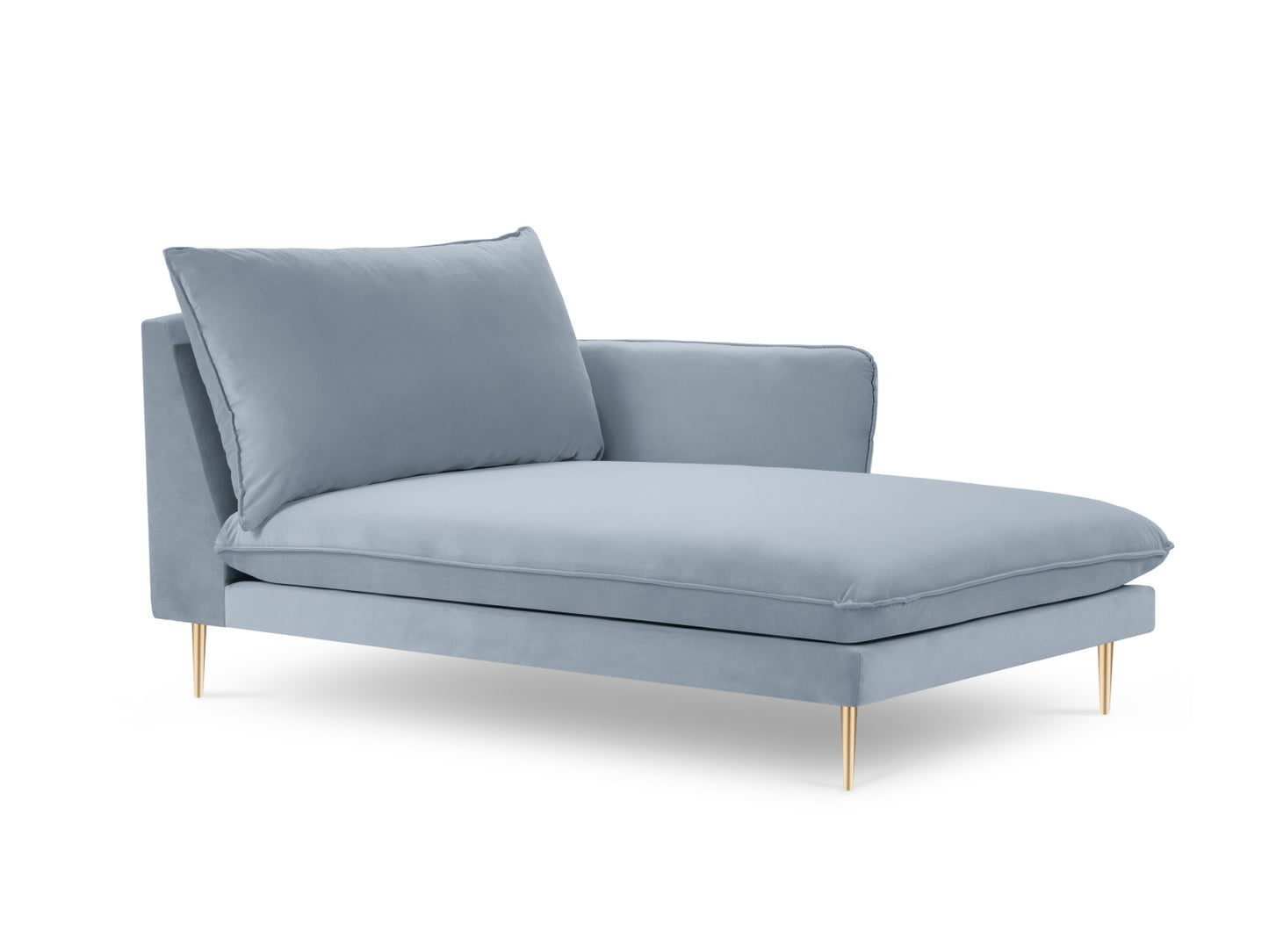 Vienna Chaise Longue, 110x170 cm — Light Blue / Gold Metal / Right