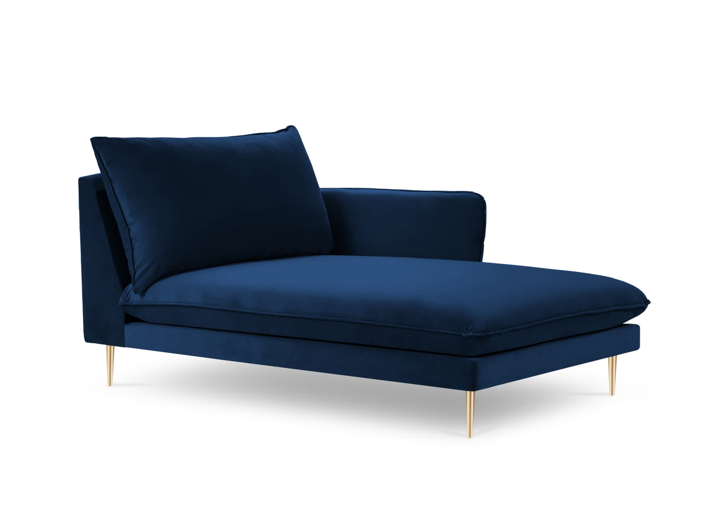 Vienna Chaise Longue, 110x170 cm — Royal Blue / Gold Metal / Right