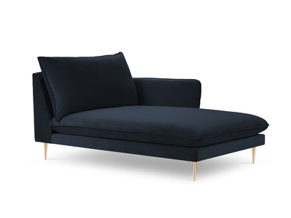 Vienna Chaise Longue, 110x170 cm — Dark Blue / Gold Metal / Right