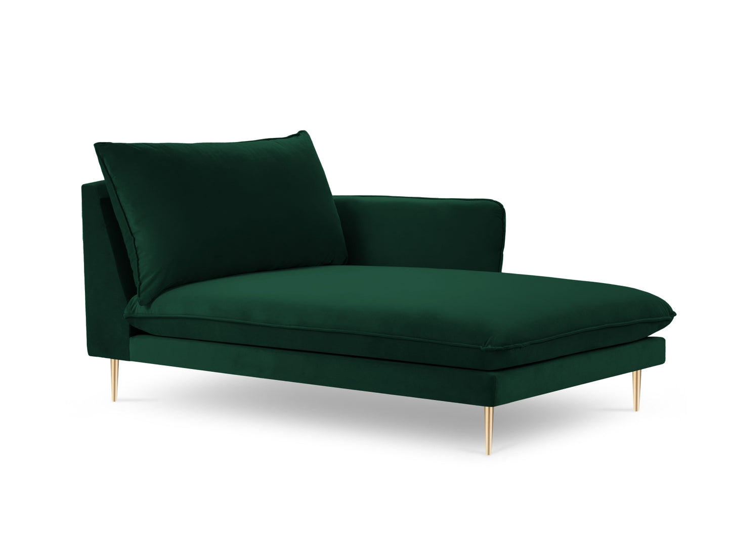 Vienna Chaise Longue, 110x170 cm — Bottle Green / Gold Metal / Right