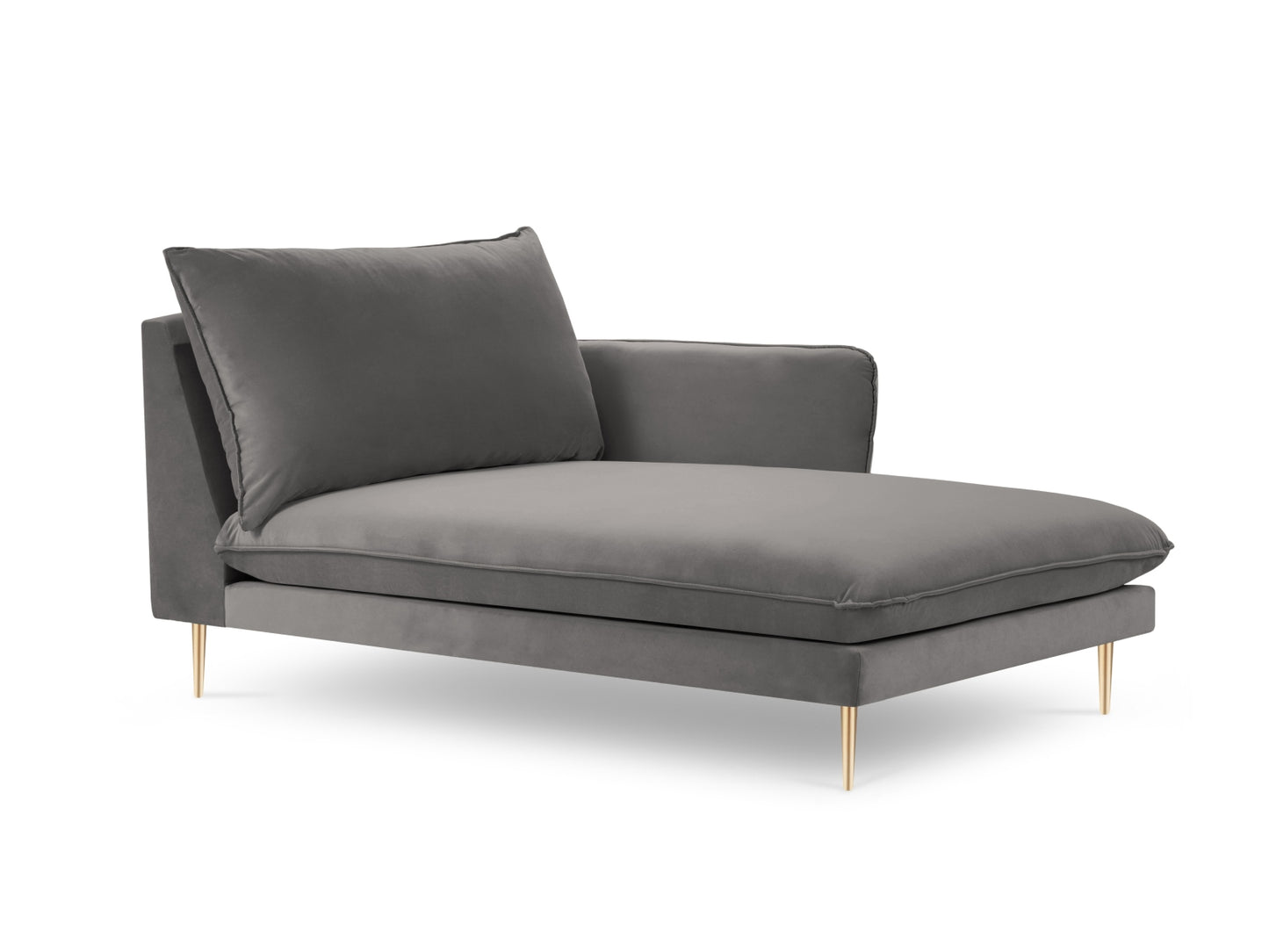 Vienna Chaise Longue, 110x170 cm — Light Grey / Gold Metal / Right