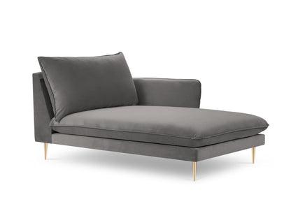Vienna Chaise Longue, 110x170 cm — Light Grey / Gold Metal / Right