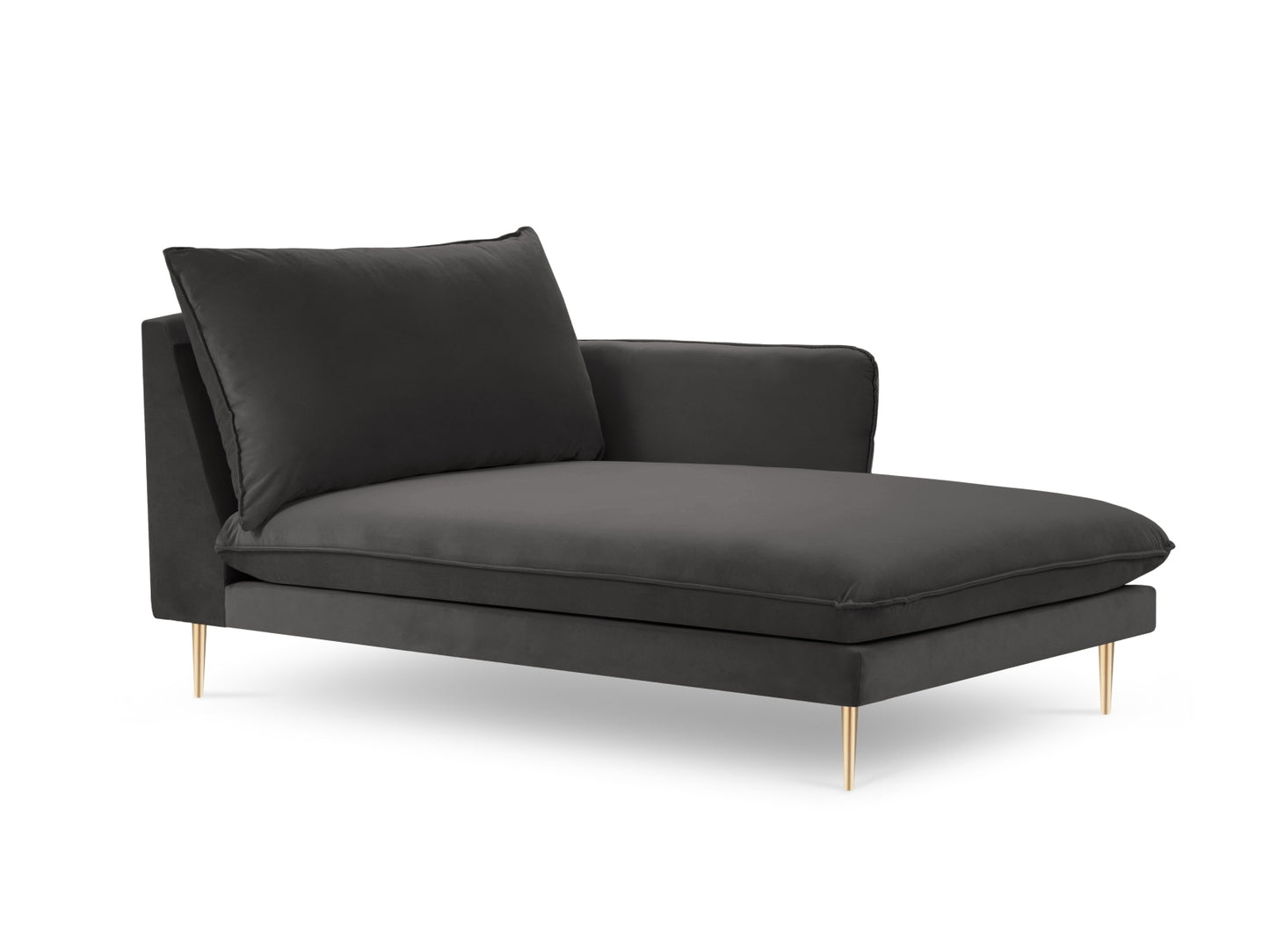 Vienna Chaise Longue, 110x170 cm — Dark Grey / Gold Metal / Right