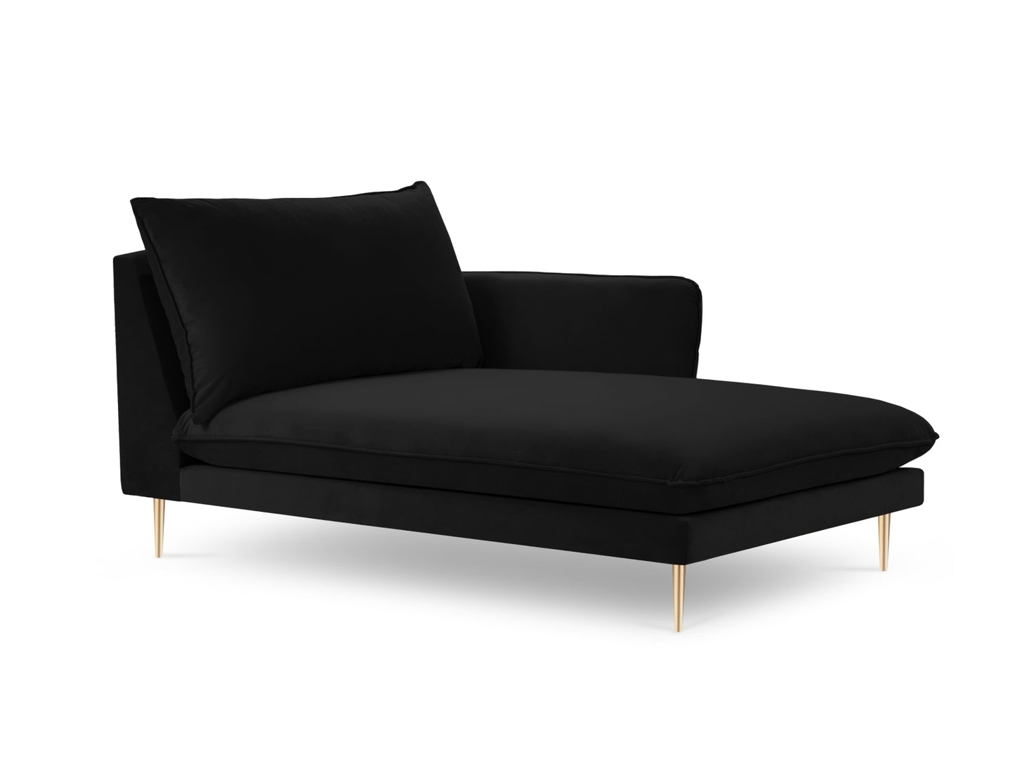 Vienna Chaise Longue, 110x170 cm — Black / Gold Metal / Right