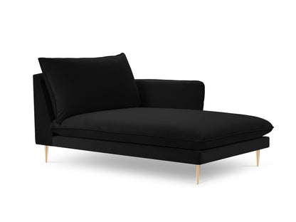 Vienna Chaise Longue, 110x170 cm — Black / Gold Metal / Right