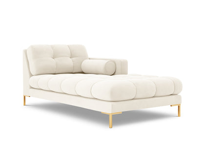Bali Chaise Longue, 102x185 cm — Light Beige / Gold Metal / Right