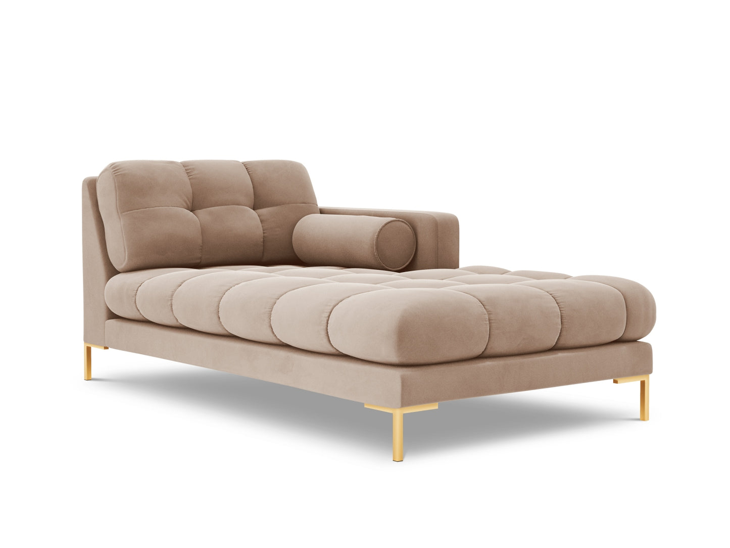Bali Chaise Longue, 102x185 cm — Beige / Gold Metal / Right