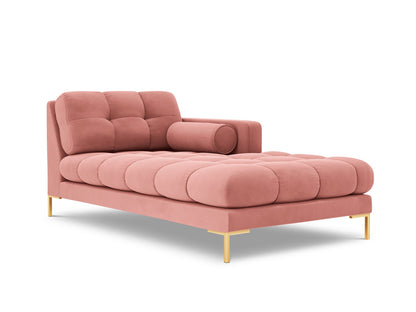 Bali Chaise Longue, 102x185 cm — Pink / Gold Metal / Right