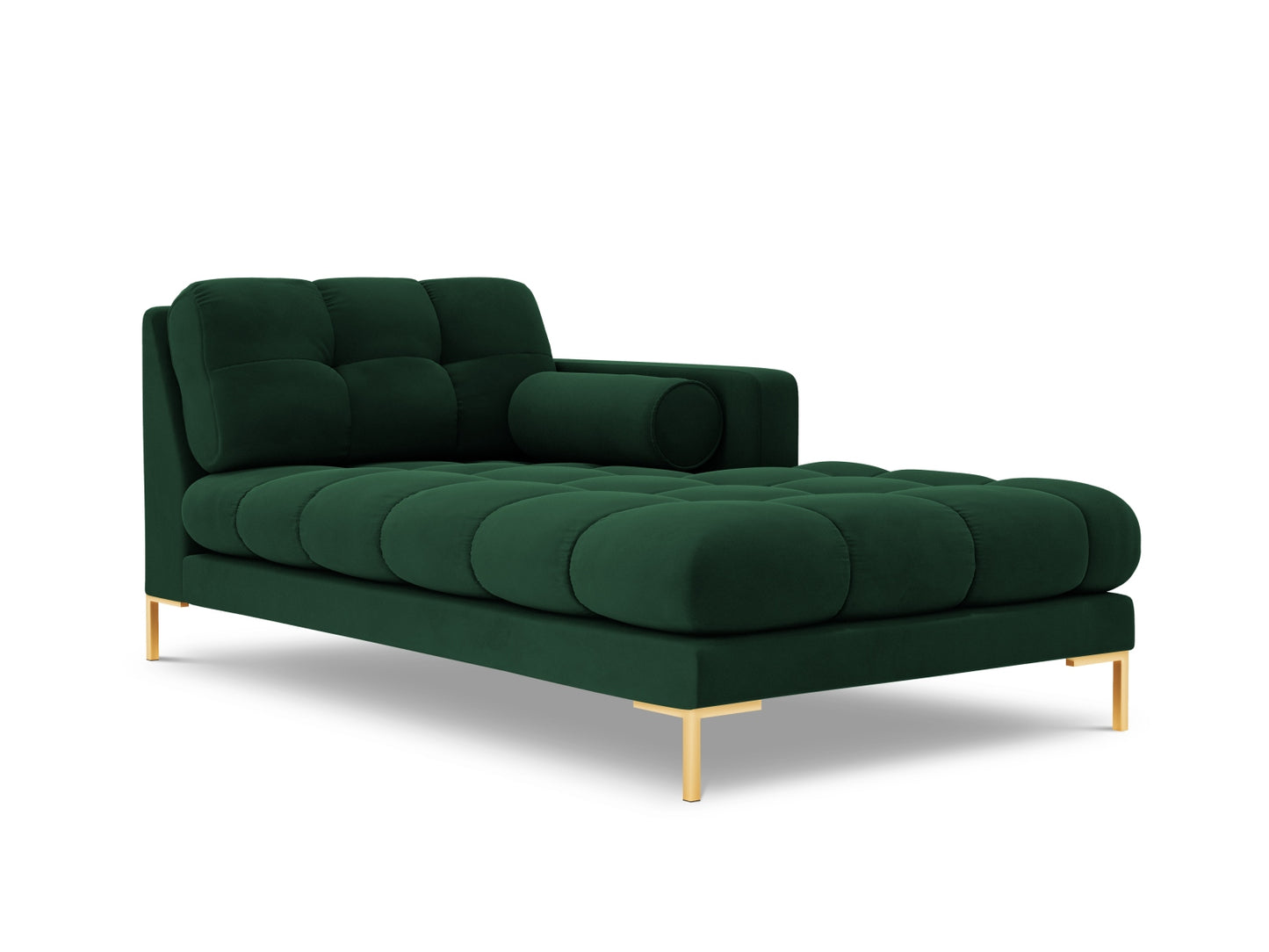 Bali Chaise Longue, 102x185 cm — Bottle Green / Gold Metal / Right